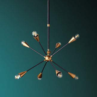 Ariel smaller chandelier in black and brass