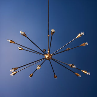 Ariel larger chandelier in black and brass