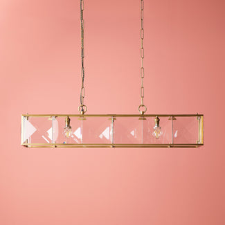 Hunza chandelier in prismatic glass and brass