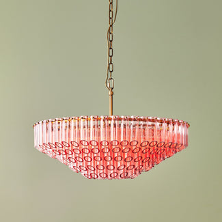 Larger Oldfield chandelier in pink glass