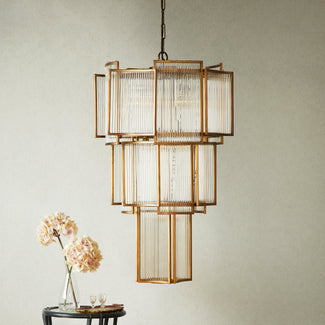 Zeus Chandelier in brass with glass rods