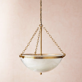 Bertie swirled opaline glass pendant with brass fittings