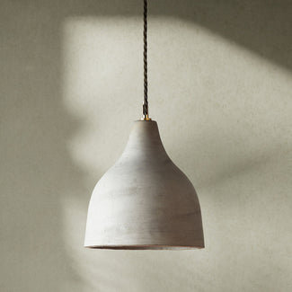 Larger Soprano Pendant light in pale grey concrete