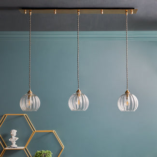 Plateau ceiling fitting in antiqued brass