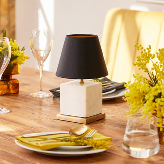 Doorstop rechargeable table lamp in white marble