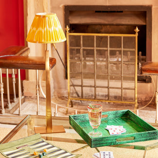 Trafalgar rechargeable table lamp in antique brass