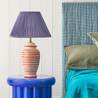 Waldo bedside lamp with vermillion stripes