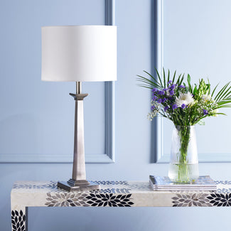 Larger Ziggurat table lamp in antique silver