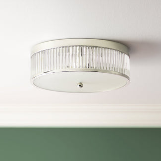 Round Roddy IP44 flush ceiling light in Nickel and clear glass