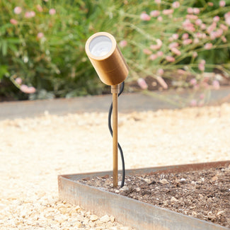 Spikey ip65 long body spike light in brass
