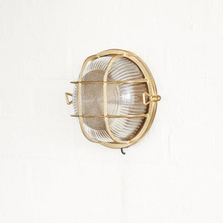 Vasco ip64 round bulkhead in unlacquered natural brass