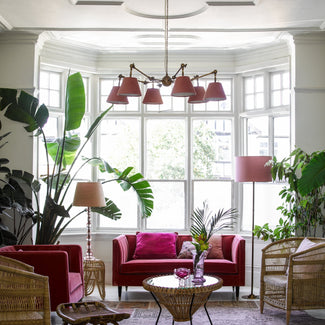 Charlotte chandelier in antique brass for 6 shades