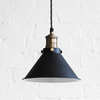Smaller Dexter pendant light in ash black with white interior