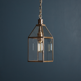 smaller Carrington lantern in Antiqued brass