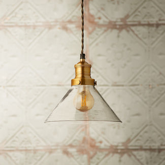 Smaller Dexter pendant light with glass shade