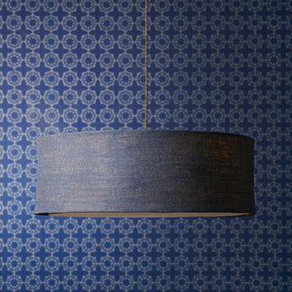 Larger Jute pendant in navy with baffle