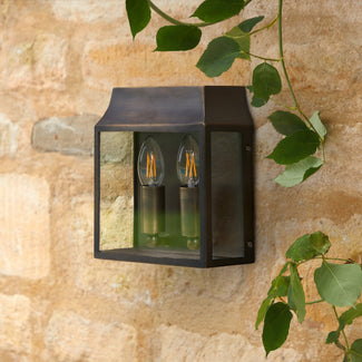 Double Crail IP44 exterior wall light in bronze