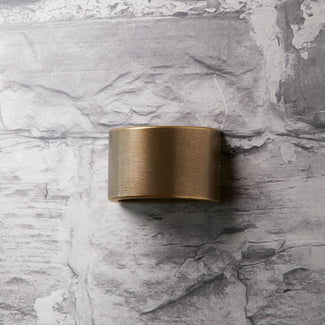 Fowey ip65 curved down light in aged brass