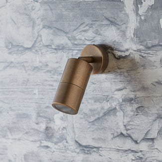 Portreath ip65 adjustable pillar light in aged brass